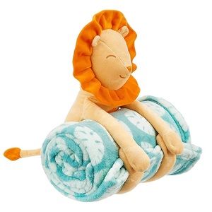 New Amazon basic kids stuffed plush lion and large throw blanket